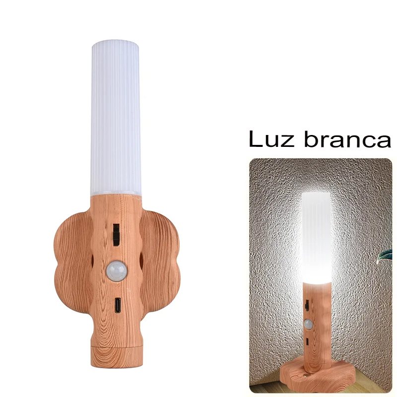 Luminária Sem fio Magnética com sensor - Madeira Wood